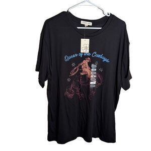 Clover + Pine T-Shirt Women's XL Black Queen of the Cowboys Tee Shirt Horse